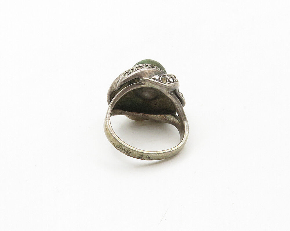 925 Sterling Silver Vintage Antique Jasper & Topaz Cocktail Ring Sz 5.5  RG17261
