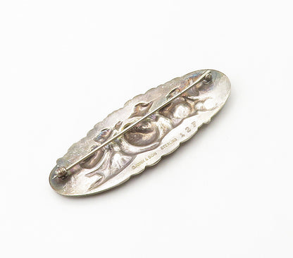 S. KIRK & SON 925 Sterling Silver  Vintage Oxidized Flowers Brooch Pin  BP6084