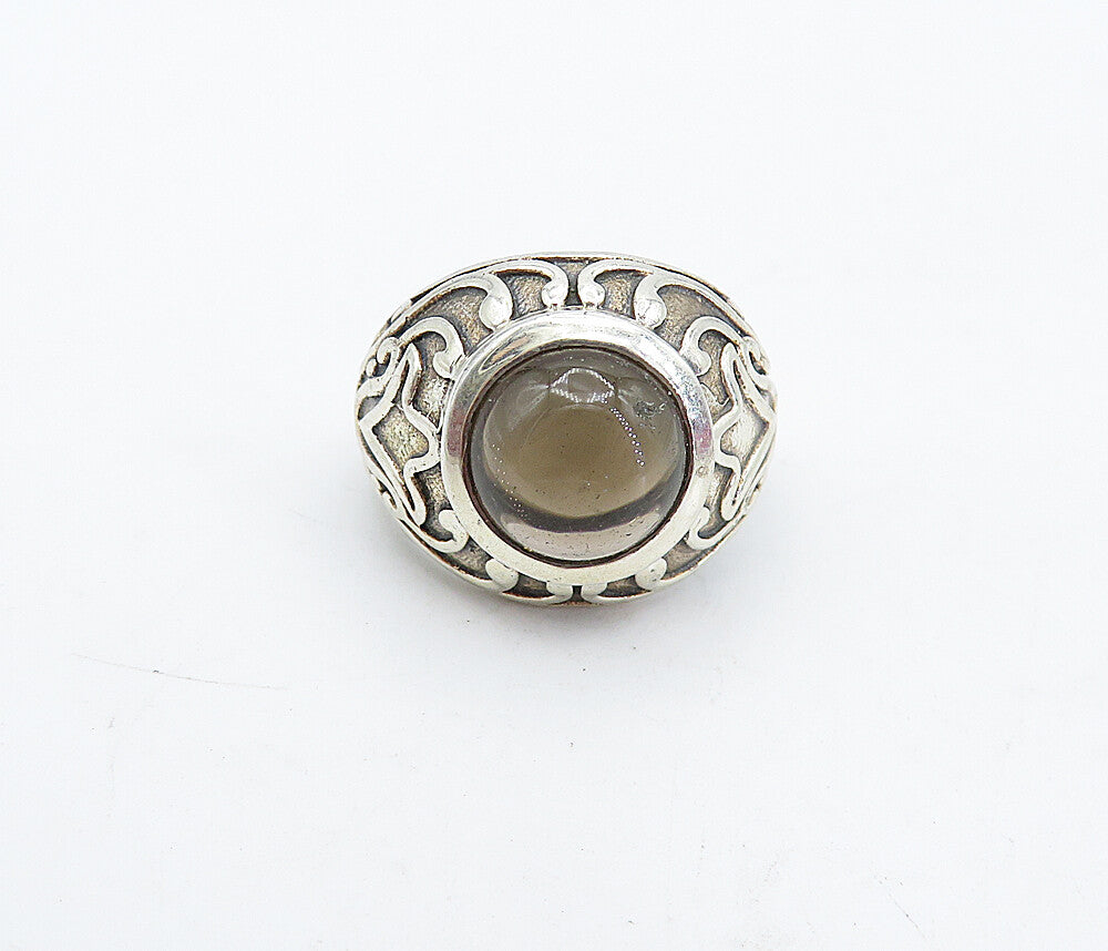925 Sterling Silver  Vintage Cabochon Smoky Topaz Cocktail Ring Sz 6  RG4451
