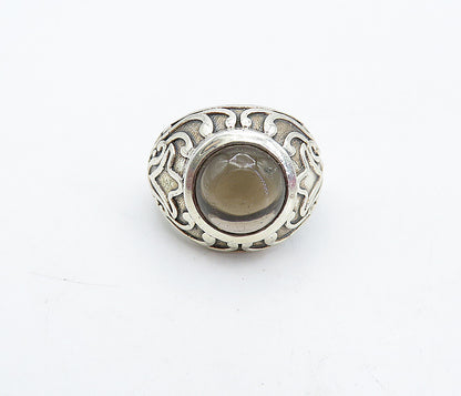 925 Sterling Silver  Vintage Cabochon Smoky Topaz Cocktail Ring Sz 6  RG4451