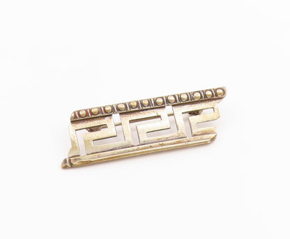 925 Sterling Silver  Vintage Carved Beaded Maze Pattern Brooch Pin  BP9615