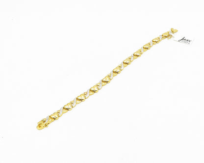 925 Sterling Silver  Genuine Diamonds Love Heart XO Chain Bracelet  BT7549