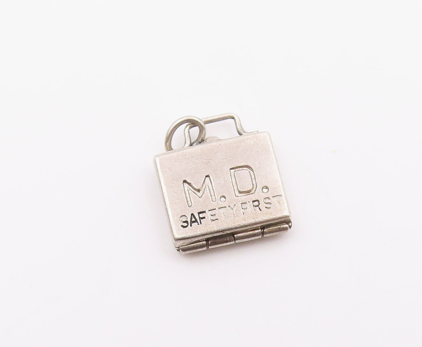 925 Sterling Silver  Vintage Safety First Kit Charm Pendant (OPENS)  PT21193