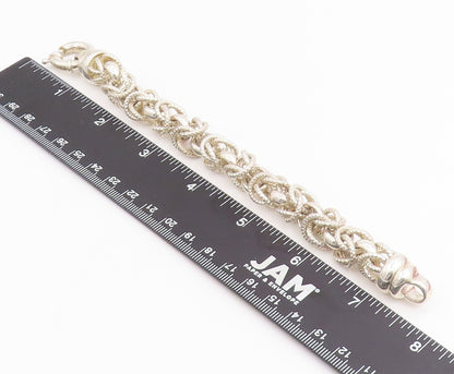 925 Sterling Silver Vintage Bracelet Bold Nautical Rope Byzantine Chain  BT11820