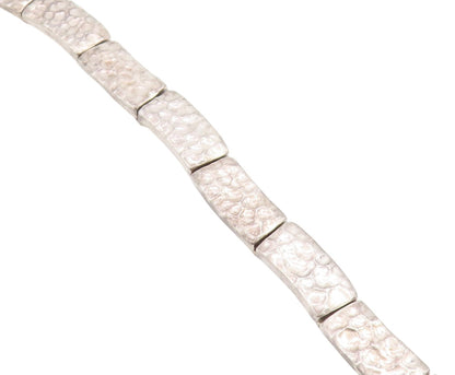 925 Sterling Silver Vintage Bracelet MEXICO Hammered Segment Link Chain  BT11414