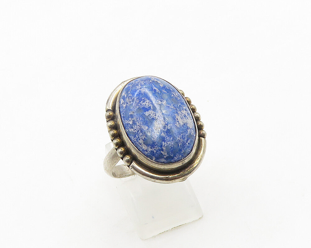 925 Sterling Silver Vintage Cabochon Sodalite Cocktail Ring Sz 8 RG19308