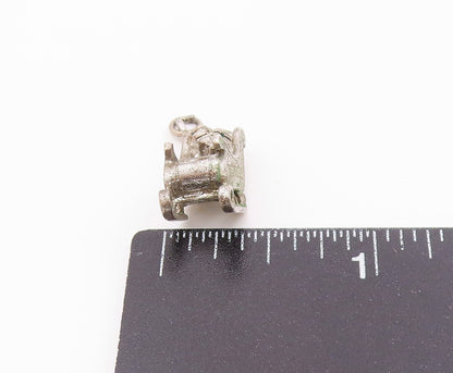 925 Sterling Silver  Vintage Oxidized Santa's Christmas Sleigh Pendant  PT6263