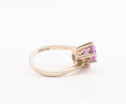 925 Sterling Silver Vintage Ring Minimalist 2 Tone Round Cut CZ  Sz 6  RG28530
