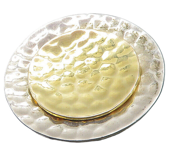 SILPADA 925 Sterling Silver  Shiny Two Tone Hammered Round Pendant  PT13827