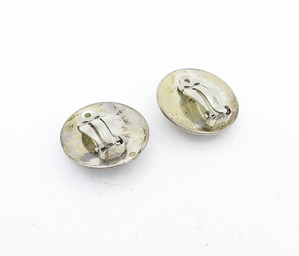 JONDELL MEXICO 925 Silver  Vintage Round Spiral Dome Pierce Earrings  EG2379