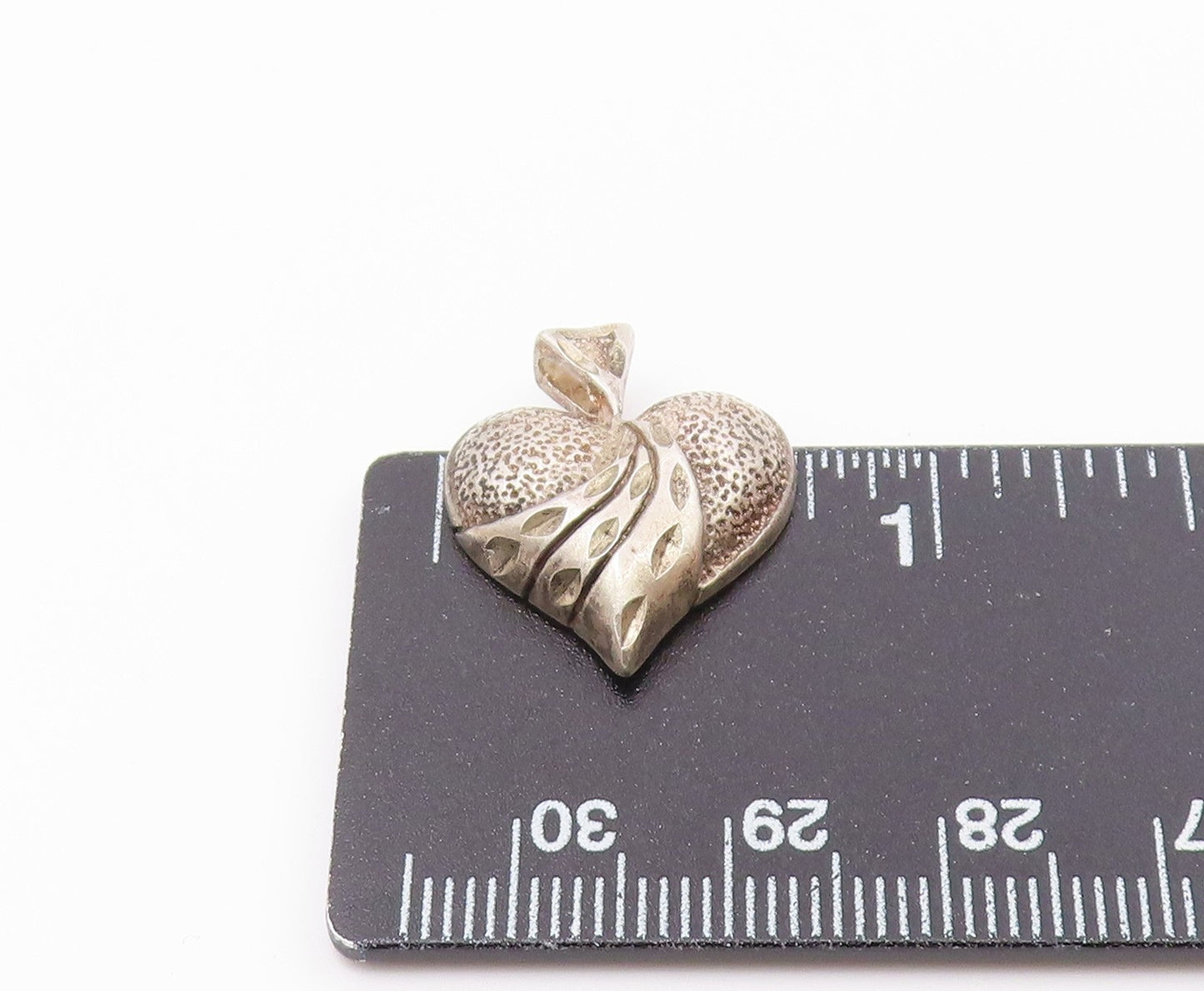 925 Sterling Silver  Vintage Love Heart Dome Diamond Cut Pendant  PT17510