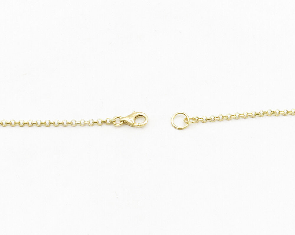 925 Silver  Vintage Genuine Diamonds Shiny Gold Plated Chain Necklace  NE3131