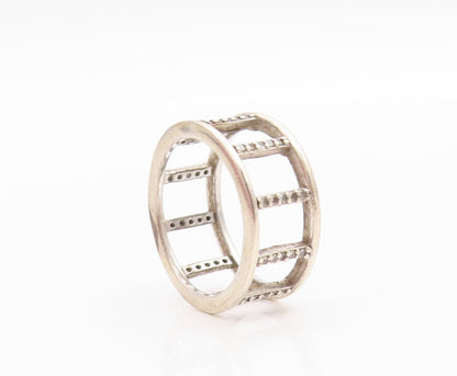925 Sterling Silver Vintage Ring CZ Geometric Square Cutout Band  Sz 8  RG35845
