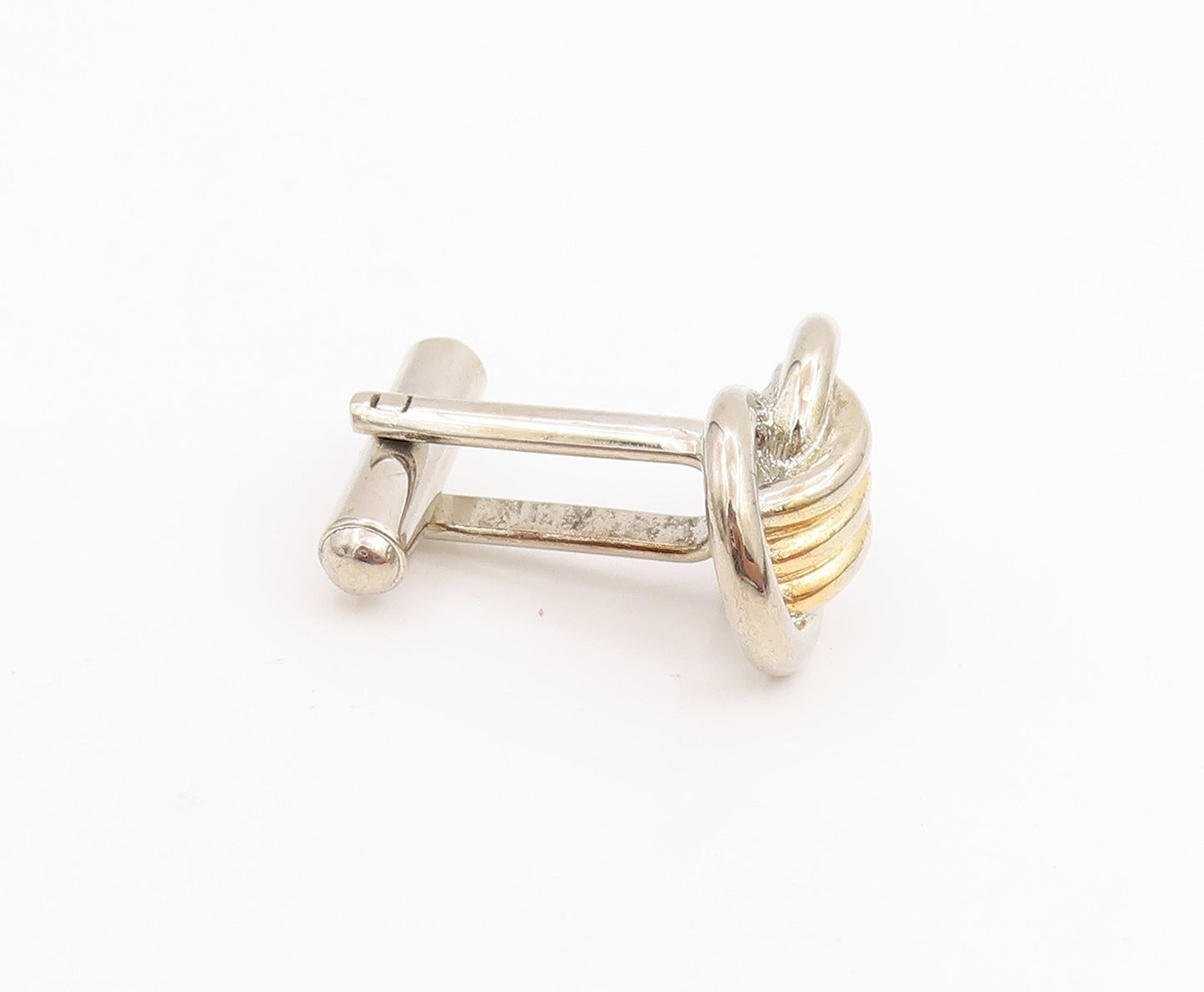 925 Sterling Silver Vintage Cuff Links Chunky Two Tone Interlocking Knot TR4054