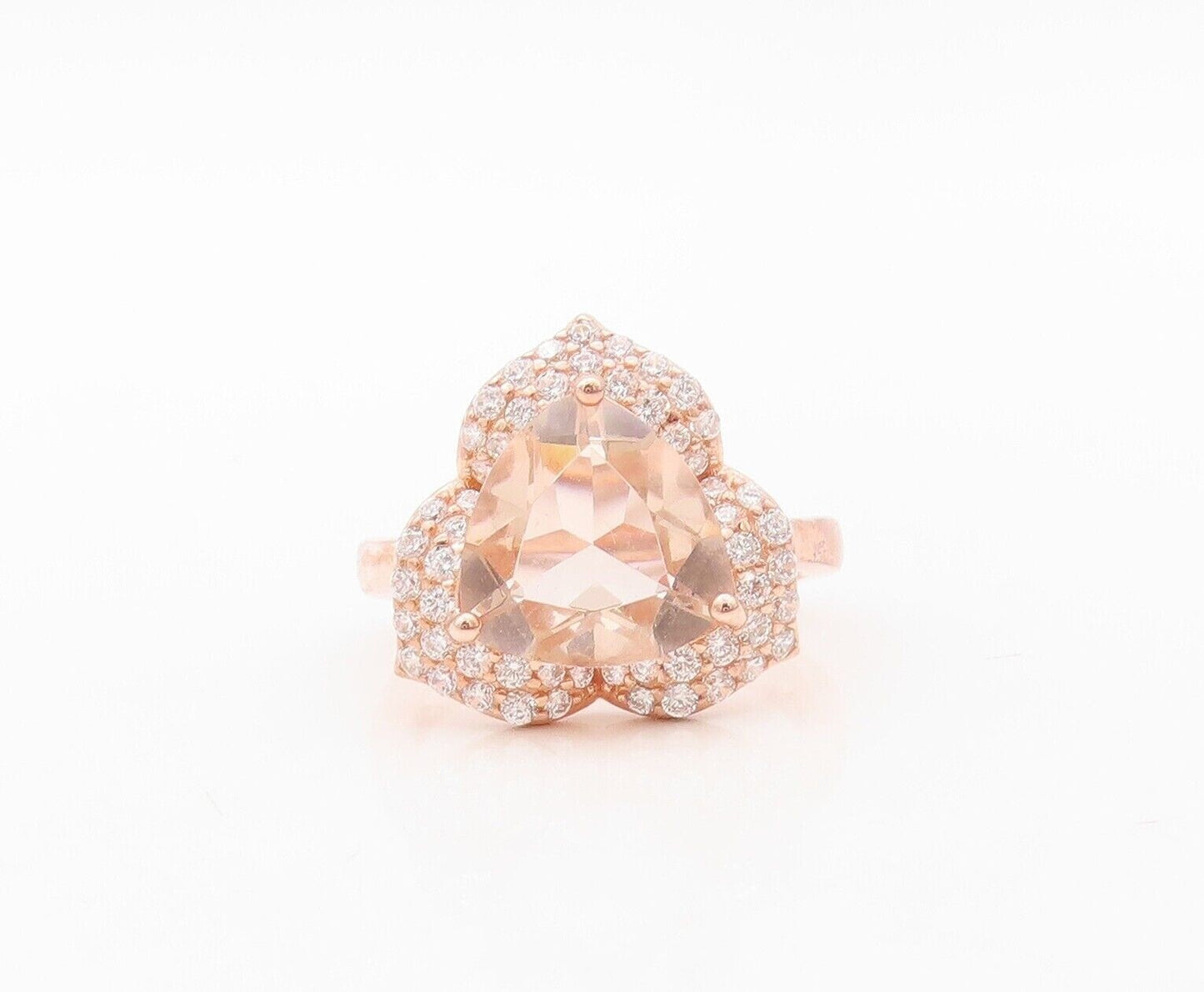 925 Sterling Silver Vintage Ring Rose Gold Plated Morganite & Topaz Sz 7 RG30252