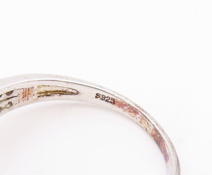 925 Sterling Silver Vintage Ring Square Cutout Neck CZ Inlay  Sz 9.5  RG31813