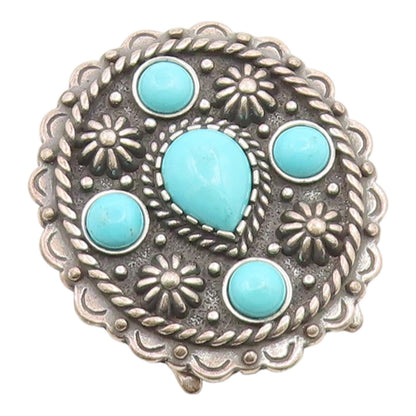 925 Sterling Silver Vintage Pendant CAROL FELLY Turquoise Concho Motif  PT26083