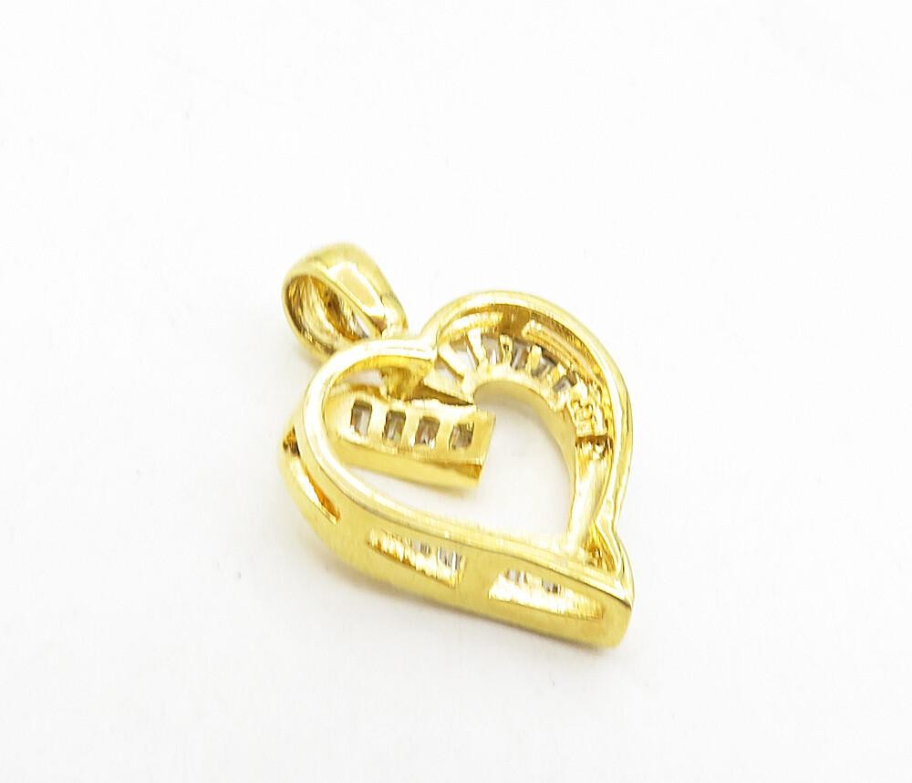 925 Sterling Silver  Cubic Zirconia Gold Plated Love Heart Pendant  PT6483