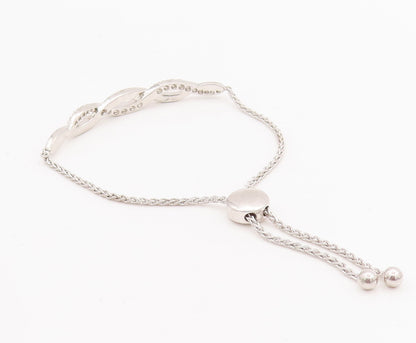925 Sterling Silver Vintage Bracelet Topaz Beaded Infinity Bolo  BT10195