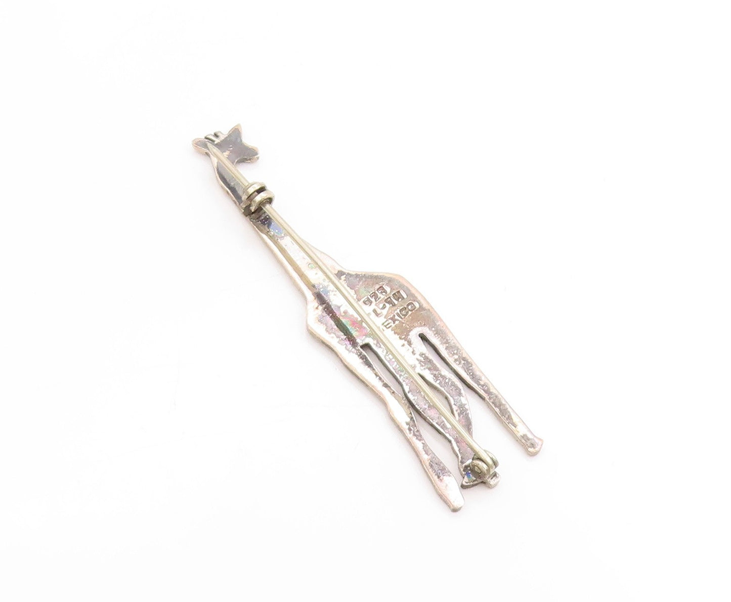 925 Sterling Silver Vintage Brooch MEXICO Etched Giraffe Cut Out Design  BP11912