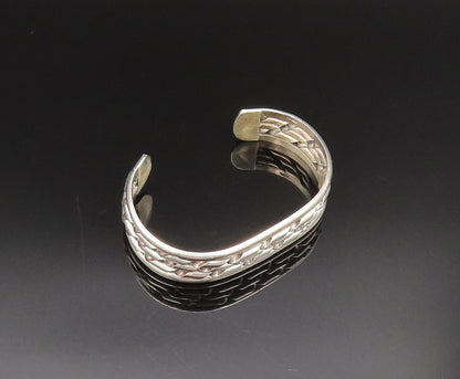 925 Sterling Silver  Vintage Twisted Three Row Cuff Bracelet  BT9484
