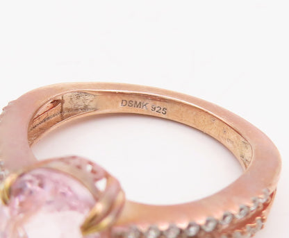 925 Sterling Silver Vintage Ring Rose Gold Plated Pink  White Topaz Sz 7 RG29828