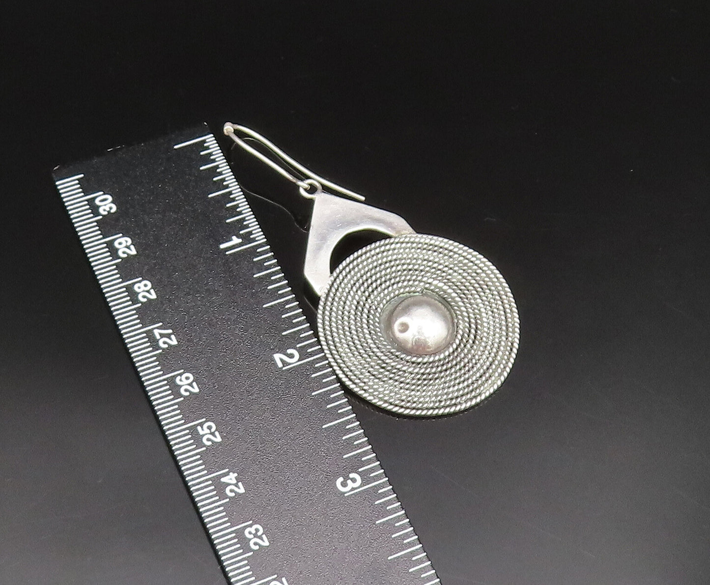 925 Silver  Vintage Spiral Twisted Rope & Bead Ball Disc Earrings  EG11722
