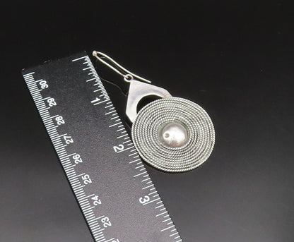 925 Silver  Vintage Spiral Twisted Rope & Bead Ball Disc Earrings  EG11722