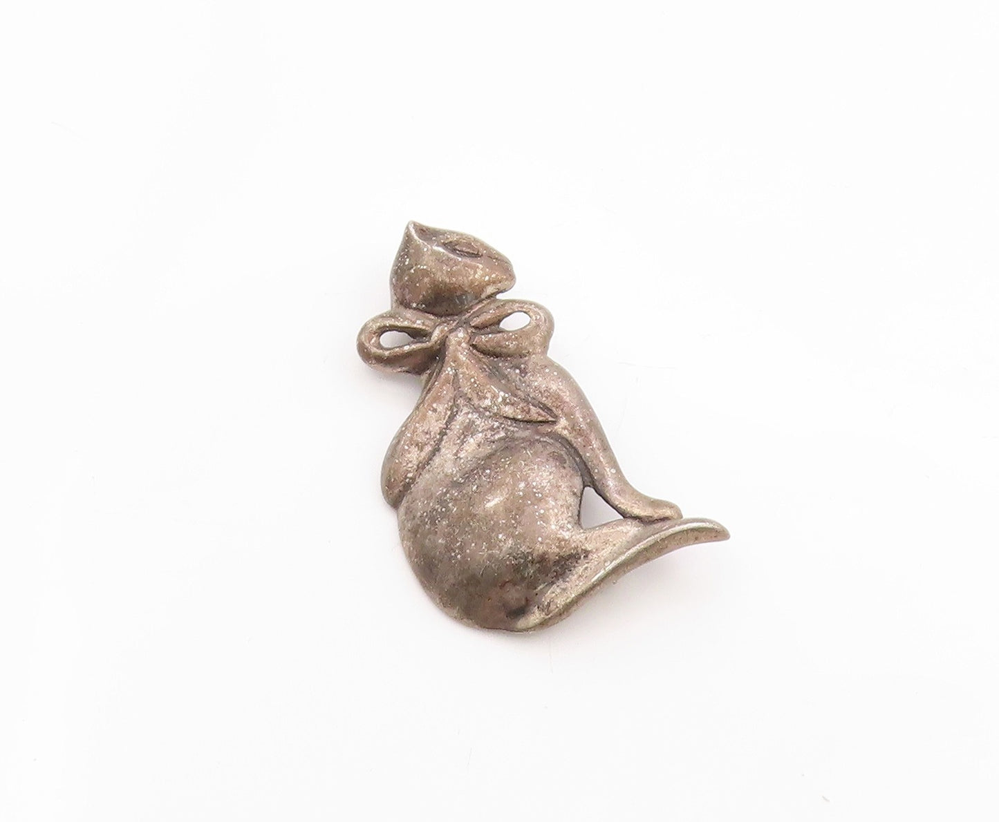 925 Sterling Silver Vintage Brooch DOBBS Dark Tone Curled Cat Sculpture  BP11773