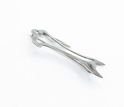 925 Sterling Silver  Vintage Dark Tone Dolphin Outline Brooch Pin  BP1719
