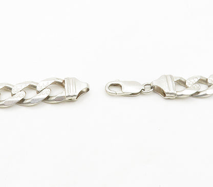 925 Sterling Silver  Vintage Shiny Chiseled Curb Link Chain Necklace  NE2558