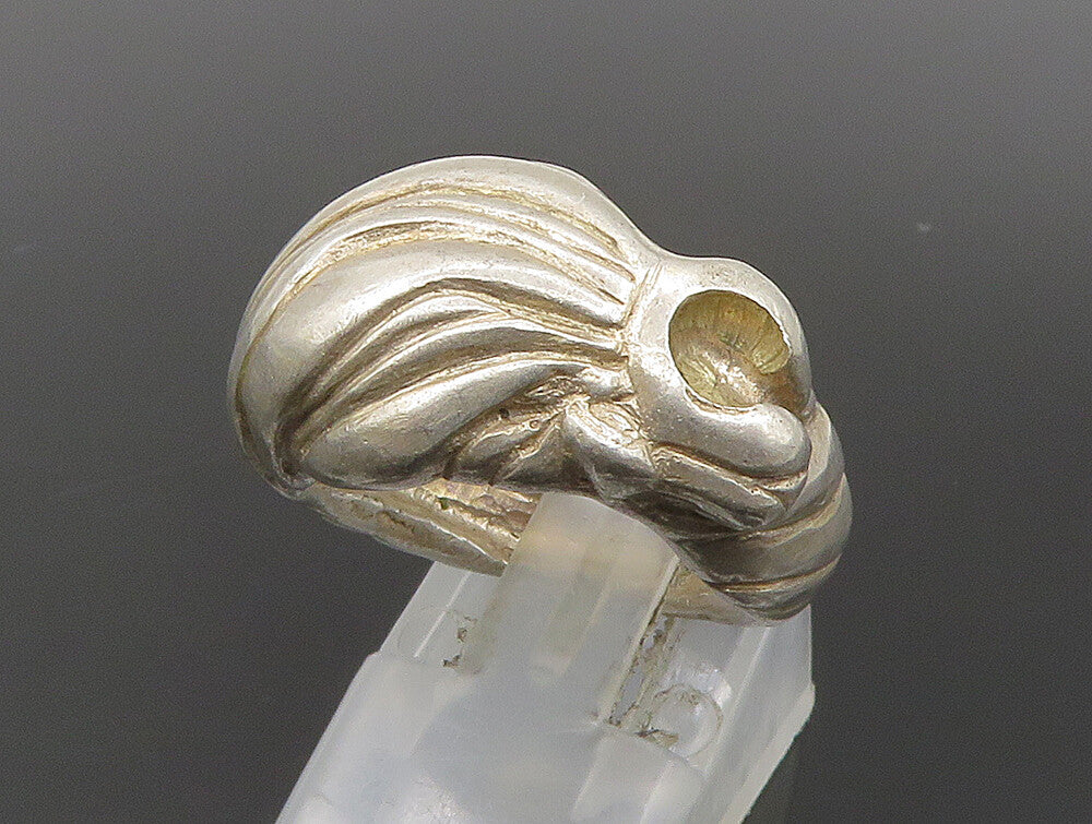 925 Sterling Silver  Vintage Shiny Fluted Lion Motif Ring Sz 6.5  RG24164