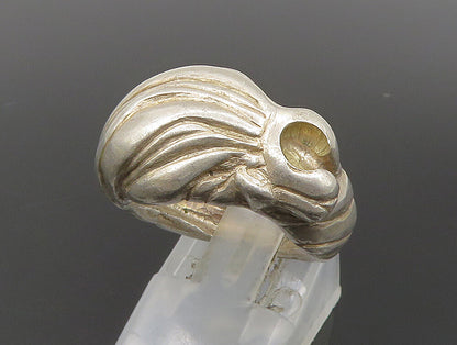 925 Sterling Silver  Vintage Shiny Fluted Lion Motif Ring Sz 6.5  RG24164