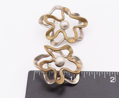 925 Sterling Silver Vintage Earrings Designer Swirly Cutout Flower  EG13093