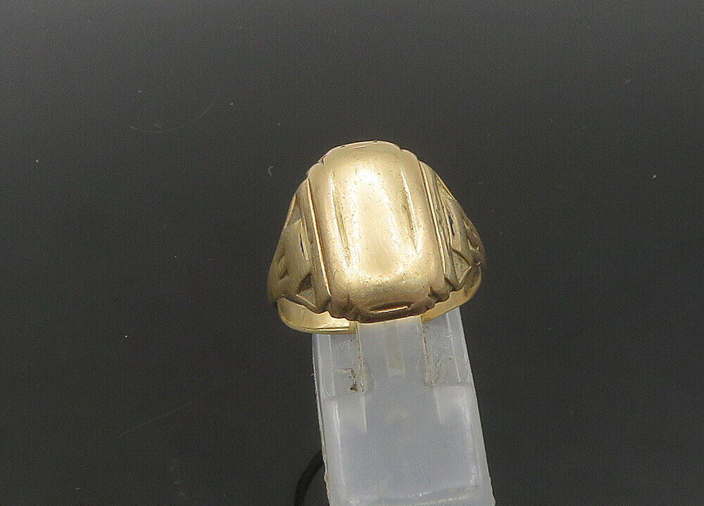 10K GOLD  Vintage Antique Shiny Square Dome Band Ring Sz 10  GR136