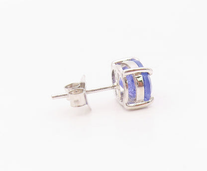 925 Sterling Silver Vintage Earrings Elegant Oval Cut Tanzanite Stud  EG14361