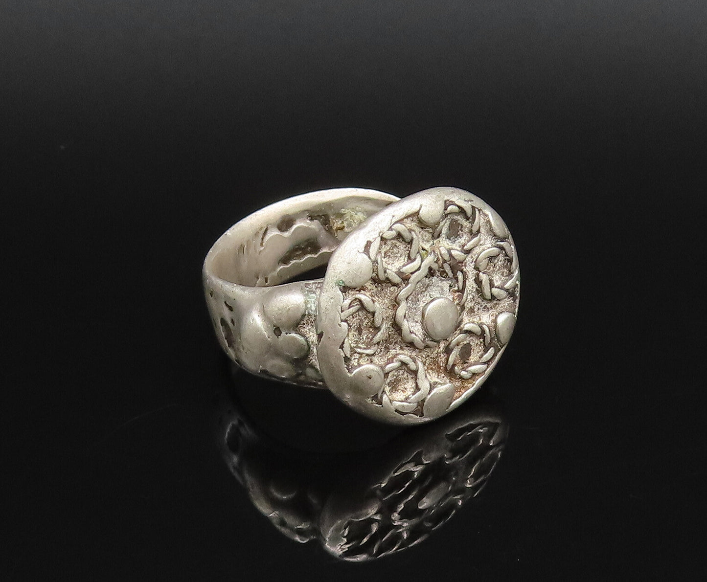 925 Silver  Vintage Antique Multi Dotted Rope Twist Circle Ring Sz 8  RG25831