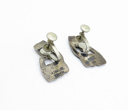 MEXICO 925 Sterling Silver  Vintage Dark Tone Non Pierce Earrings  EG2318