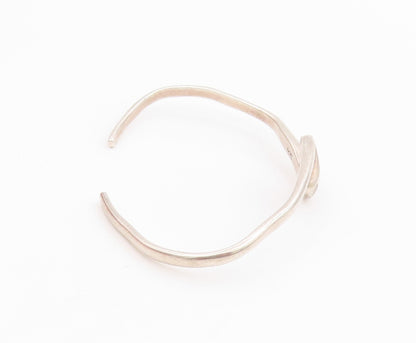 925 Sterling Silver Vintage Bracelet Modernist Solid Curvy Wave Cuff  BT11639