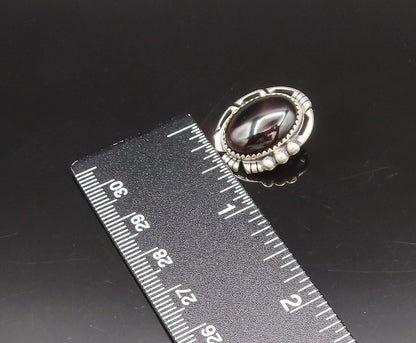 NAVAJO 925 Silver  Vintage Openwork Edge Black Onyx Clip Back Earrings EG12300