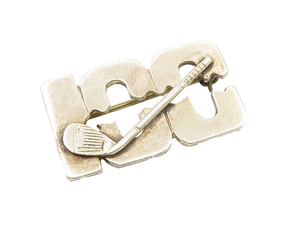 925 Sterling Silver  Vintage 100 Hockey Stick Sports Brooch Pin  BP5301