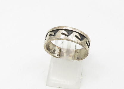 SOUTHWESTERN 925 Silver Vintage Ocean Waves Oxidized Band Ring Sz 8.5 RG21473