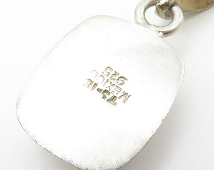 MEXICO 925 Sterling Silver Vintage White Stone Smooth Drop Pendant PT11259