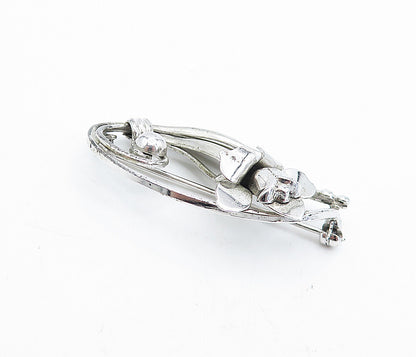 CARL ART 925 Sterling Silver  Vintage Shiny Sculpted Flower Brooch Pin  BP1844