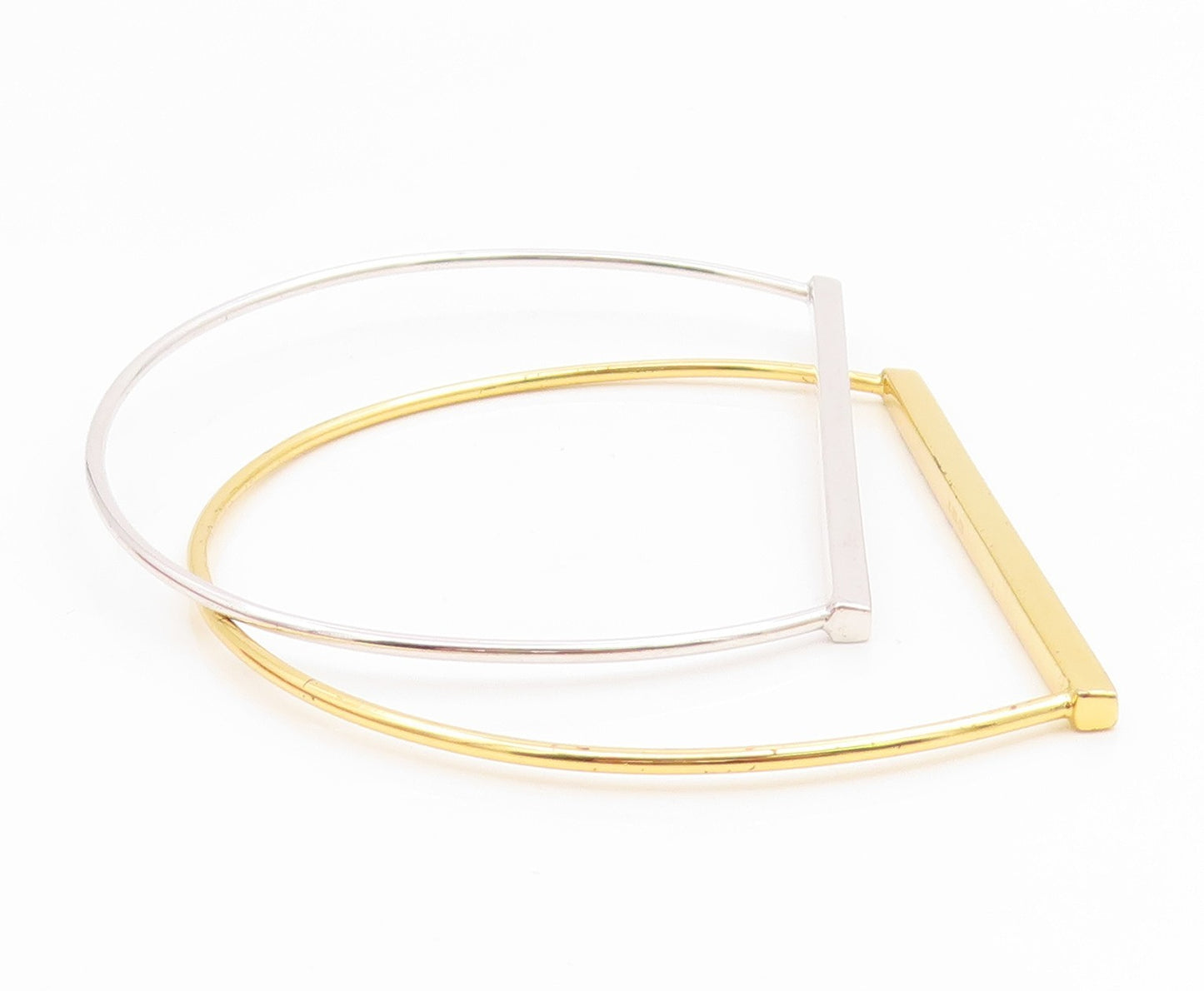 925 Sterling Silver Vintage Bracelet Two Tone Classic Sleek Bar Bangle  BT11916
