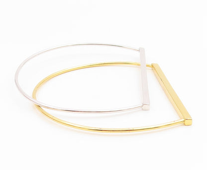 925 Sterling Silver Vintage Bracelet Two Tone Classic Sleek Bar Bangle  BT11916