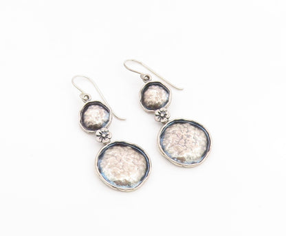 925 Sterling Silver Vintage Earrings OR PAZ ISRAEL Double Disc Dangle  EG14114