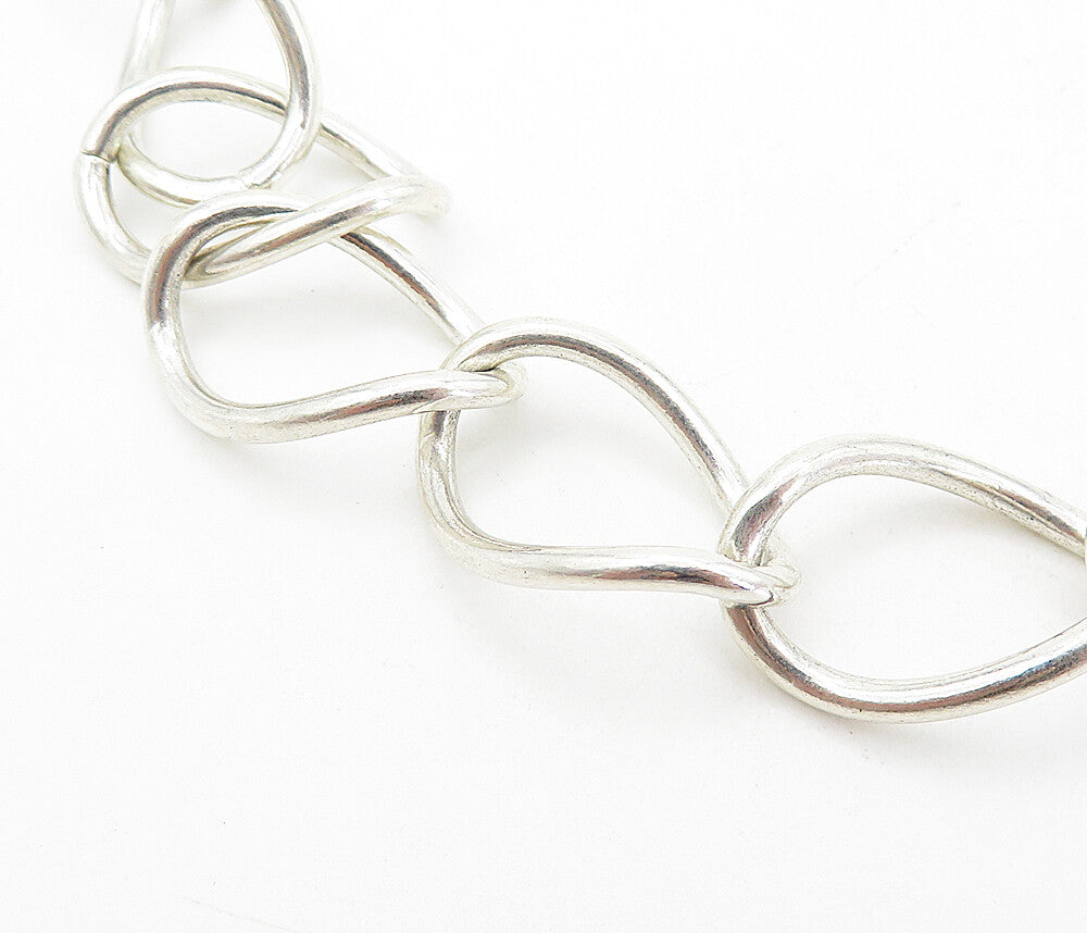 925 Sterling Silver  Shiny Minimalist Curved Oval Link Chain Necklace  NE1478