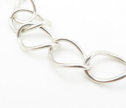 925 Sterling Silver  Shiny Minimalist Curved Oval Link Chain Necklace  NE1478