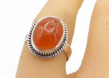 925 Sterling Silver  Cabochon Cut Carnelian Twist Cocktail Ring Sz 6.5  RG8515